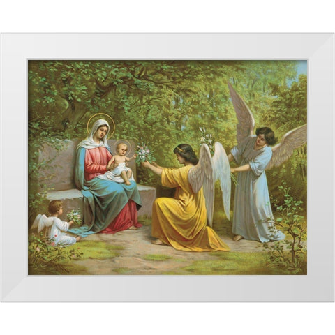 MADONNA White Modern Wood Framed Art Print by Anonymous