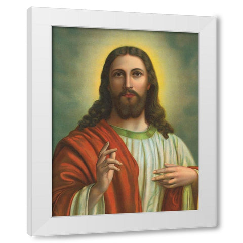 JESUS White Modern Wood Framed Art Print by Anonymous