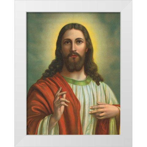 JESUS White Modern Wood Framed Art Print by Anonymous