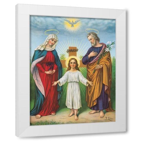 JESUS, MARIA, JOSEPH White Modern Wood Framed Art Print by Anonymous