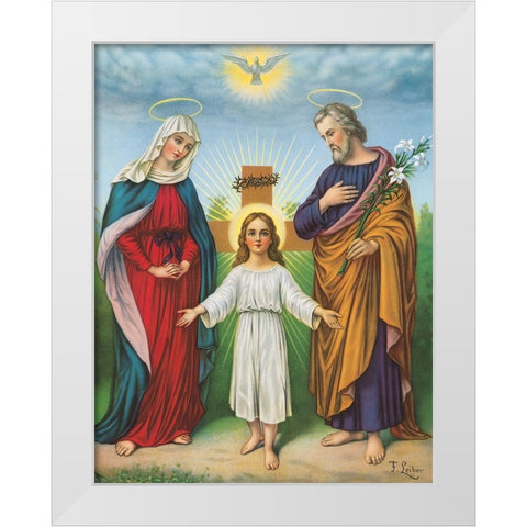 JESUS, MARIA, JOSEPH White Modern Wood Framed Art Print by Anonymous