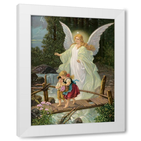 Guardian Angel White Modern Wood Framed Art Print by Anonymous