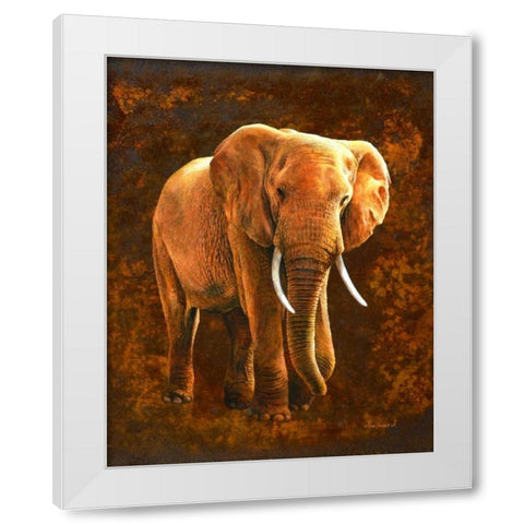 Elephant 01 White Modern Wood Framed Art Print by Chamard, Jean-Marc