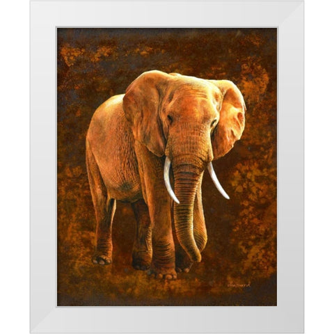 Elephant 01 White Modern Wood Framed Art Print by Chamard, Jean-Marc