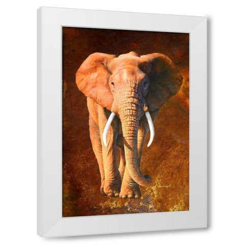 Elephant 02 White Modern Wood Framed Art Print by Chamard, Jean-Marc