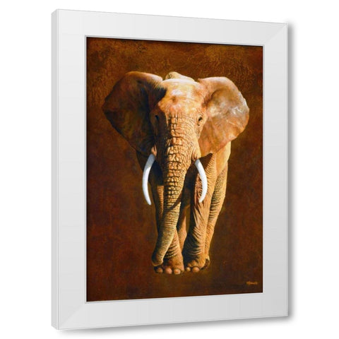 Elephant 04 White Modern Wood Framed Art Print by Chamard, Jean-Marc
