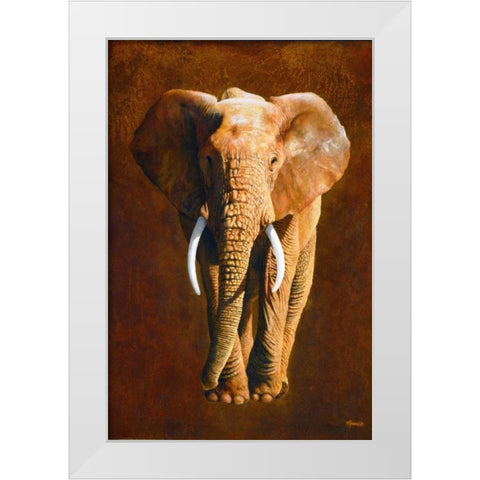 Elephant 04 White Modern Wood Framed Art Print by Chamard, Jean-Marc