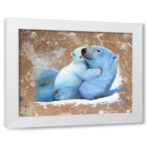 Polar bear with cub 02 White Modern Wood Framed Art Print by Chamard, Jean-Marc