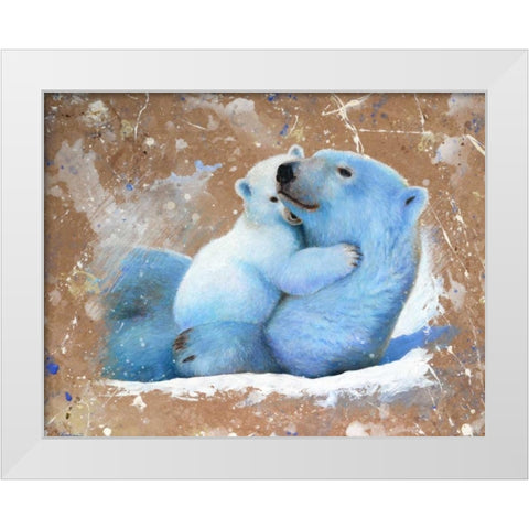Polar bear with cub 02 White Modern Wood Framed Art Print by Chamard, Jean-Marc