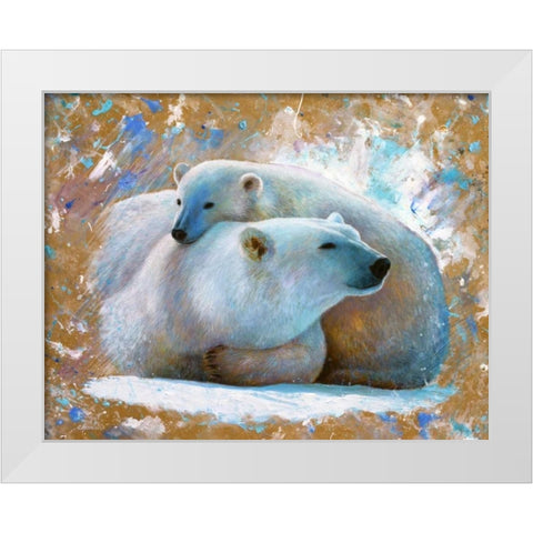Polar Bear with cub 03 White Modern Wood Framed Art Print by Chamard, Jean-Marc