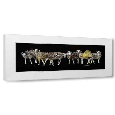Sheep 01 White Modern Wood Framed Art Print by Chamard, Jean-Marc