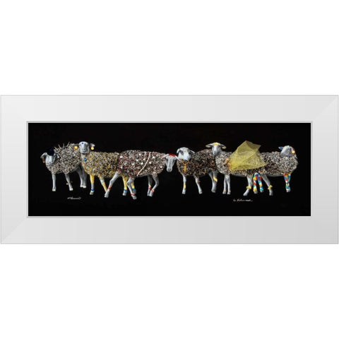 Sheep 01 White Modern Wood Framed Art Print by Chamard, Jean-Marc