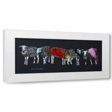 Sheep 02 White Modern Wood Framed Art Print by Chamard, Jean-Marc