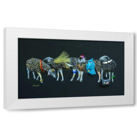 Sheep 03 White Modern Wood Framed Art Print by Chamard, Jean-Marc