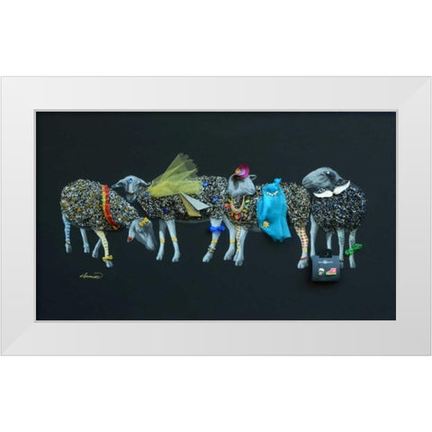 Sheep 03 White Modern Wood Framed Art Print by Chamard, Jean-Marc