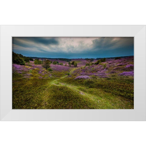 Landscape in purple White Modern Wood Framed Art Print by Henk van Gog