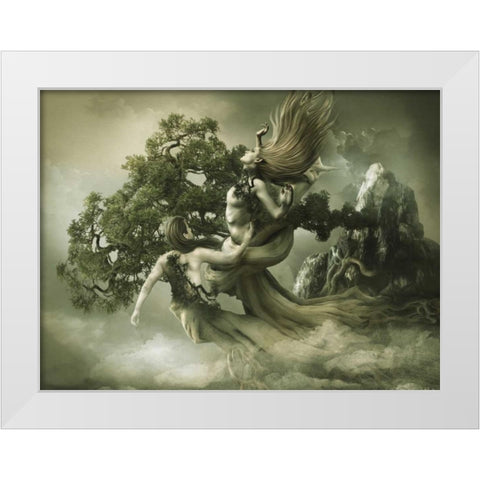 Living on the edge White Modern Wood Framed Art Print by Babette