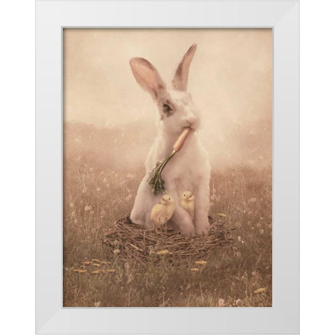 Easter Bunny White Modern Wood Framed Art Print by Babette