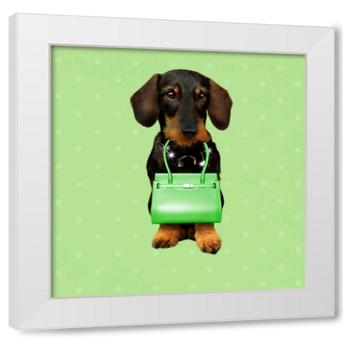 Teckel Green White Modern Wood Framed Art Print by Babette