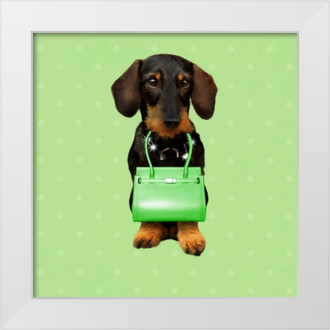 Teckel Green White Modern Wood Framed Art Print by Babette