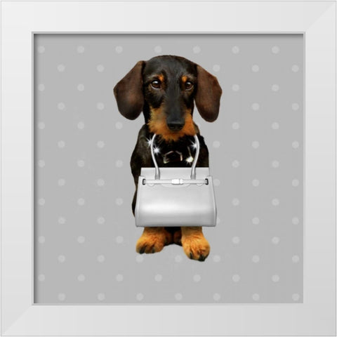 Teckel Silver White Modern Wood Framed Art Print by Babette