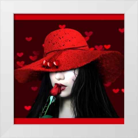 Love-Hearts White Modern Wood Framed Art Print by Babette