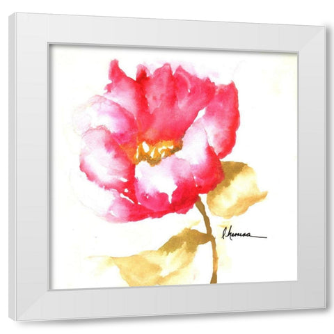 Flor Amapola White Modern Wood Framed Art Print by Herrera, Leticia