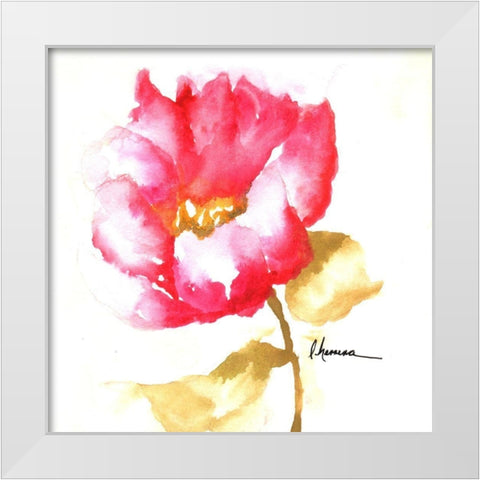 Flor Amapola White Modern Wood Framed Art Print by Herrera, Leticia