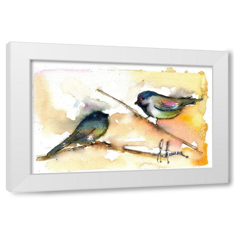 Pajaritos White Modern Wood Framed Art Print by Herrera, Leticia