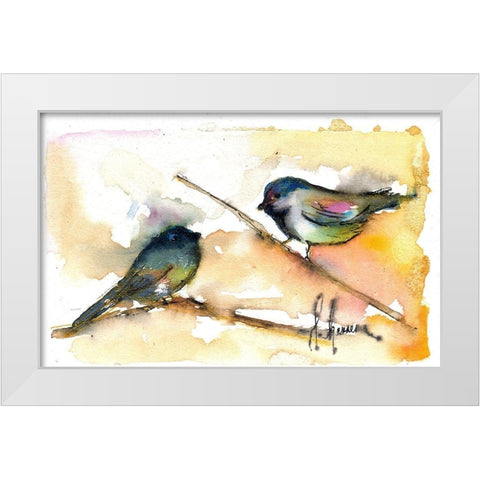 Pajaritos White Modern Wood Framed Art Print by Herrera, Leticia