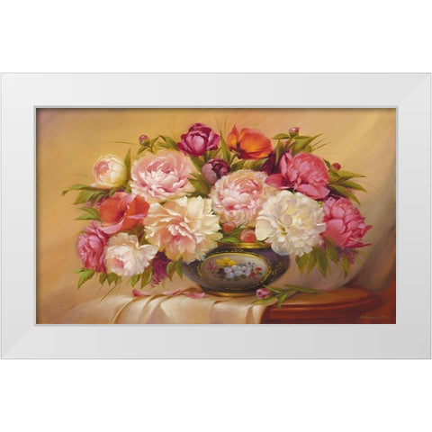 Colorful Roses White Modern Wood Framed Art Print by Dvoretskiy, Petrovich