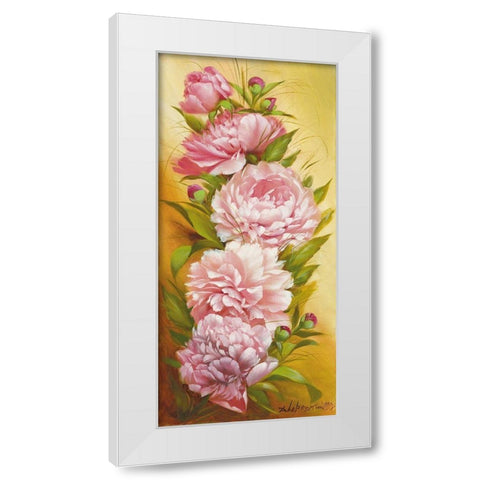 Roses Bloom White Modern Wood Framed Art Print by Dvoretskiy, Petrovich