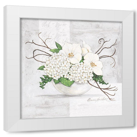 Green Blossom White Modern Wood Framed Art Print by Ancilotti, Claudia
