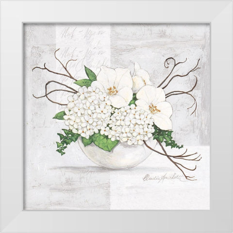 Green Blossom White Modern Wood Framed Art Print by Ancilotti, Claudia