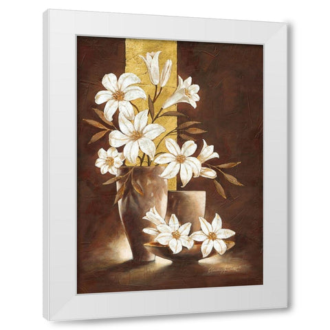 Golden Lily White Modern Wood Framed Art Print by Ancilotti, Claudia