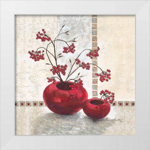 Red Berries White Modern Wood Framed Art Print by Ancilotti, Claudia