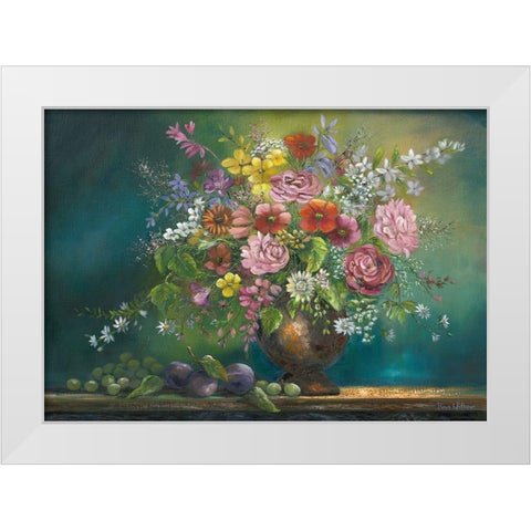 Flower Bouquet 1 White Modern Wood Framed Art Print by Withaar, Rian