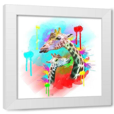 Giraffe 1 White Modern Wood Framed Art Print by Henk van Gog