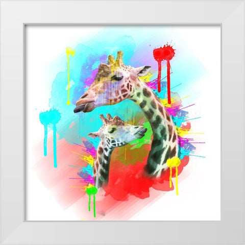 Giraffe 1 White Modern Wood Framed Art Print by Henk van Gog