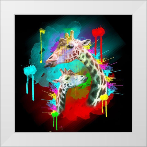 Giraffe 2 White Modern Wood Framed Art Print by Henk van Gog