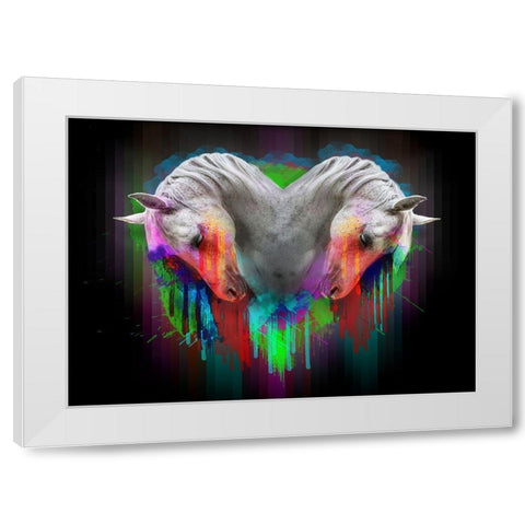 Horses 1 White Modern Wood Framed Art Print by Henk van Gog