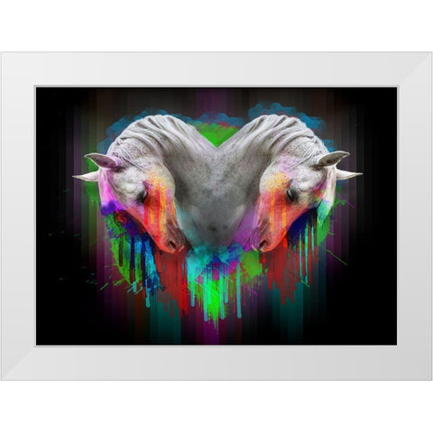 Horses 1 White Modern Wood Framed Art Print by Henk van Gog