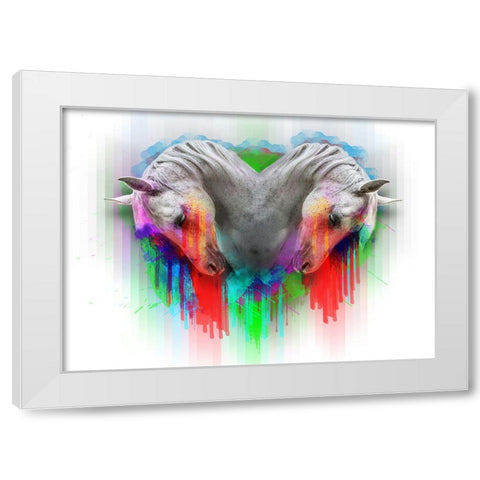 Horses 2 White Modern Wood Framed Art Print by Henk van Gog