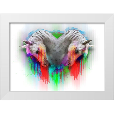 Horses 2 White Modern Wood Framed Art Print by Henk van Gog