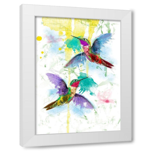 Kolibri White Modern Wood Framed Art Print by Henk van Gog
