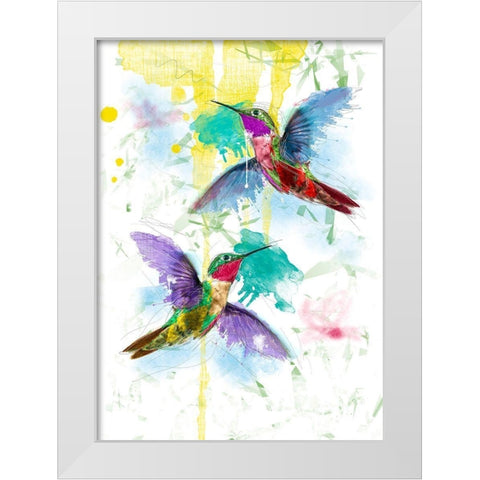 Kolibri White Modern Wood Framed Art Print by Henk van Gog