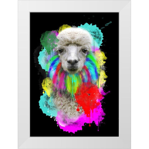 Lama White Modern Wood Framed Art Print by Henk van Gog