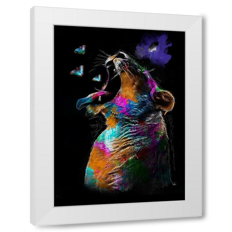 Elephant White Modern Wood Framed Art Print by Henk van Gog