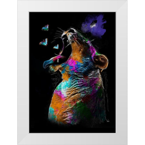 Elephant White Modern Wood Framed Art Print by Henk van Gog