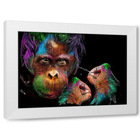 Monkey White Modern Wood Framed Art Print by Henk van Gog